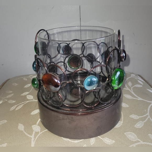 Large Candle Holder with Glass Insert - Picture 1 of 3